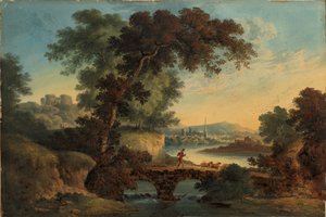 Paysage avec château et pont